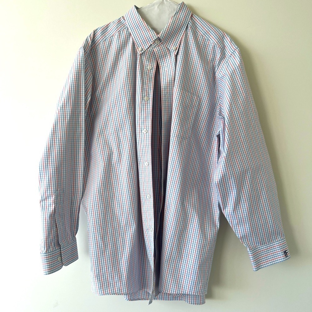 Men’s L.L.Bean Checked 100% Cotton Wrinkle Free Traditional Full Sleeve Shirt 33